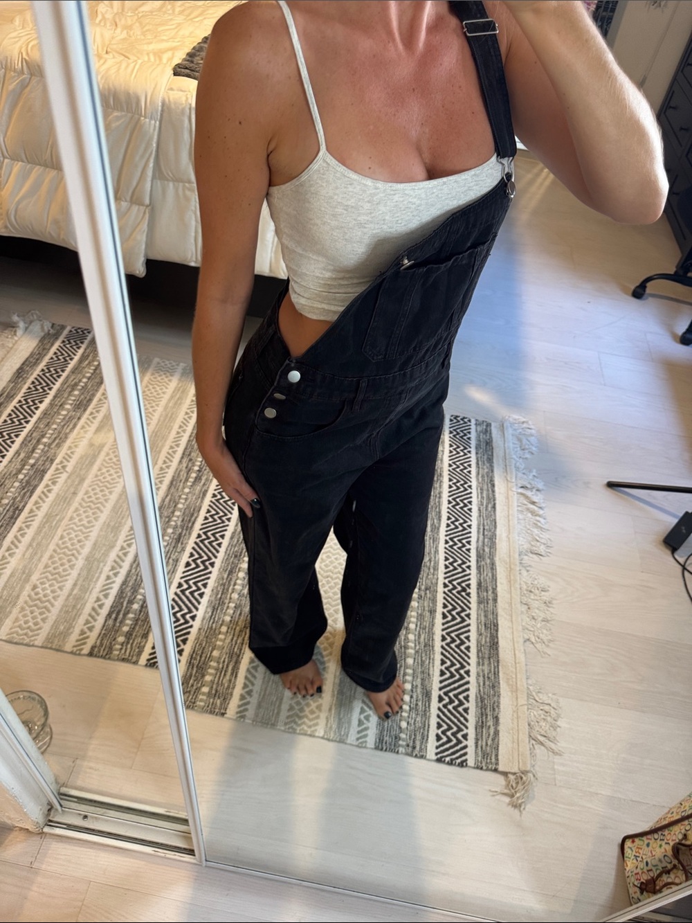 Black Women's Denim Overalls - Classic Bib Jumpsuit - Picture 4 of 4